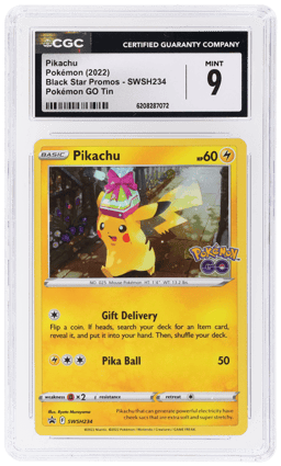 2022 Pokemon Sword and Shield Black Star Promo Pokemon Go Tin Pikachu #SWSH234 CGC 9