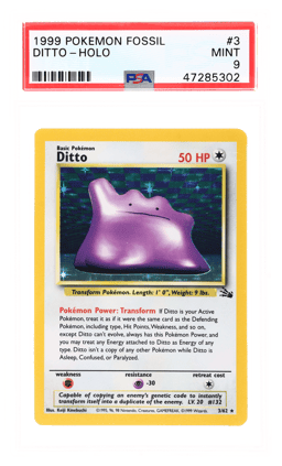 1999 Pokemon Fossil Holo Ditto #3 PSA 9