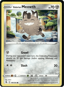 2021 Galarian Meowth #180 Fusion Strike