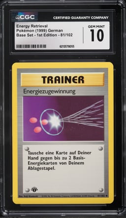 1999 Pokemon German Base Set 1st Edition Energy Retrieval #81 CGC 10 GEM MINT