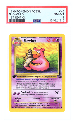 1999 Pokemon Fossil 1st Edition Slowbro #43 PSA 8