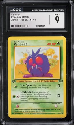 1999 Pokemon Jungle 1st Edition Venonat #63 CGC 9 MINT