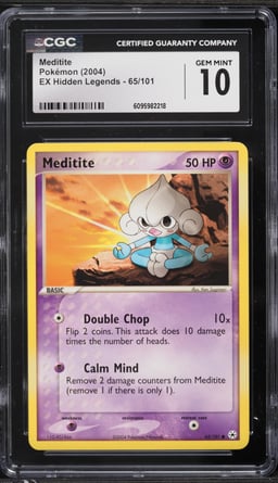 2004 Pokemon EX Hidden Legends Meditite #65 CGC 10 GEM MINT