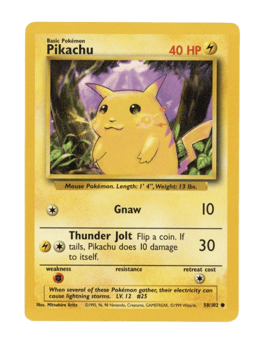 1999 Pikachu (Yellow Cheeks) #58 Base Set Unlimited