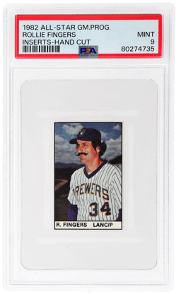 1982 All-Star Game Program Inserts Hand Cut Rollie Fingers PSA 9