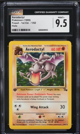 1999 Pokemon Fossil 1st Edition Holo Aerodactyl #1 CGC 9.5 MINT+