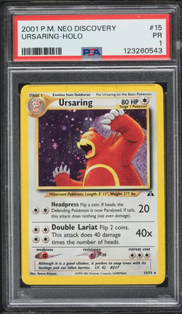 2001 Pokemon Neo Discovery Holo Ursaring #15 PSA 1 PR