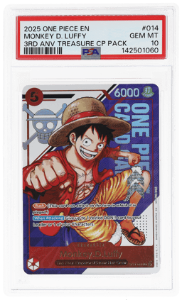 2025 One Piece 3rd Anniversary Treasure Campaign Pack Monkey D. Luffy #ST21014 PSA 10