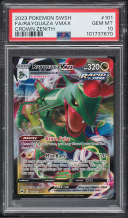2023 Pokemon Sword & Shield Crown Zenith Full Art Rayquaza VMAX #101 PSA 10 GEM MINT