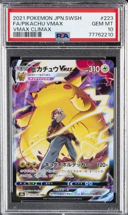2021 POKEMON JPN SWORD & SHIELD VMAX CLIMAX #223 FULL ART/PIKACHU VMAX PSA 10