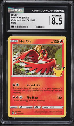 2021 Pokemon Sword & Shield Celebrations Holo Ho-Oh #1 CGC 8.5 NM-MT+