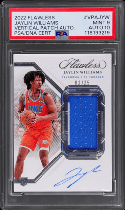 2022 Panini Flawless Vertical Patch Autograph Jaylin Williams #VPAJYW 2/25 PSA 9