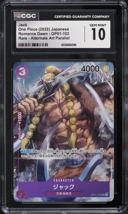 2022 One Piece Japanese Romance Dawn Alt Art Jack #OP01-102 CGC 10 GEM MINT