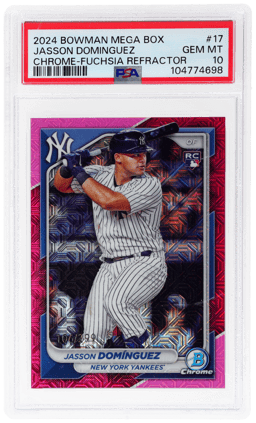 2024 Bowman Mega Box Chrome Fuchsia Refractor Jasson Dominguez #17 106/299 PSA 10