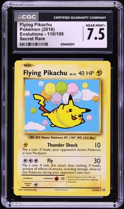 2016 Pokemon XY Evolutions SEC Flying Pikachu #110 CGC 7.5 NRMT+