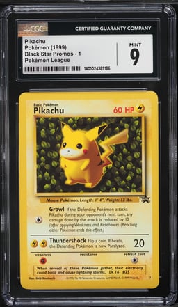 1999 Pokemon League Black Star Promo Pikachu #1 CGC 9 MINT