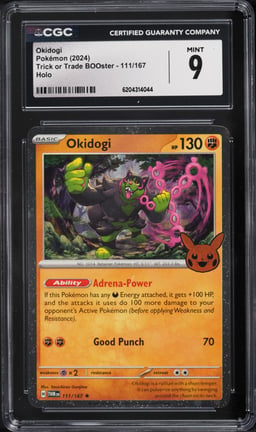 2024 Pokemon Scarlet & Violet Trick Or Trade BOOster Holo Okidogi #111 CGC 9 MINT