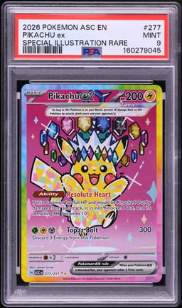 2026 Pokemon Mega Evolution Ascended Heroes SIR Pikachu ex #277 PSA 9 MINT