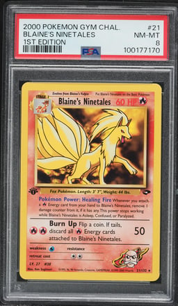 2000 Pokemon Gym Challenge 1st Edition Blaine's Ninetales #21 PSA 8 NM-MT