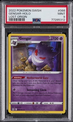 2022 POKEMON SWORD & SHIELD LOST ORIGIN #066 GENGAR-HOLO PSA 9