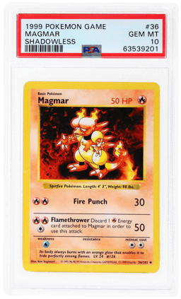 1999 Pokemon Base Set Shadowless Magmar #36 PSA 10