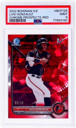 2022 Bowman Sapphire Chrome Prospect Red Refractor Luis Gonzalez #BCP125 2/10 PSA 9