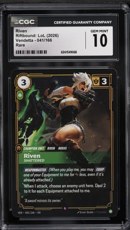 2026 Riftbound League Of Legends LoL Vendetta Riven #041 CGC 10 GEM MINT