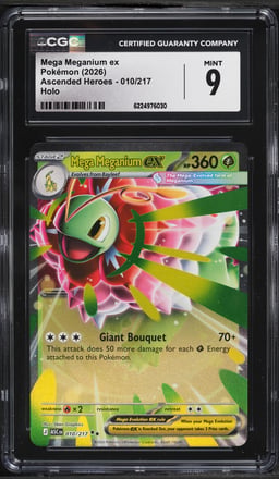 2026 Pokemon Mega Evolution Ascended Heroes Holo Mega Meganium Ex #10 CGC 9 MINT