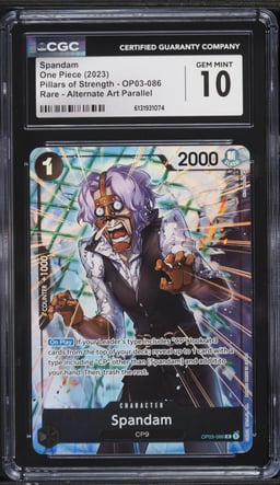 2023 One Piece Pillars Of Strength Alt Art Spandam #OP03-086 CGC 10 GEM MINT