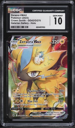 2023 Pokemon Sword & Shield Crown Zenith Holo Zeraora Vmax #GG42 CGC 10 GEM MINT