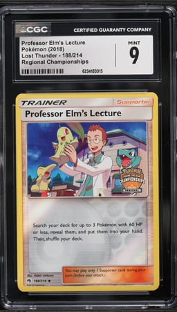 2018 Pokemon SM Lost Thunder Regional Championships Professor Elm's Lecture #188 CGC 9 MINT