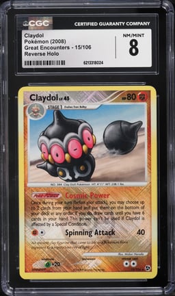 2008 Pokemon Diamond & Pearl Great Encounters Reverse Holo Claydol #15 CGC 8 NM-MT