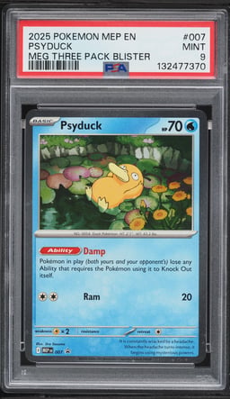 2025 Pokemon Mega Evolution Black Star Promo 3 Pack Blister Psyduck #7 PSA 9 MINT