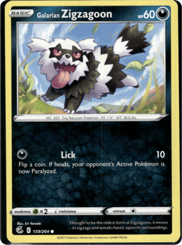 2021 Galarian Zigzagoon #159 Fusion Strike