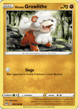 2022 Hisuian Growlithe #83 Lost Origin
