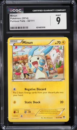 2014 Pokemon Furious Fists Minun #32 CGC 9 MINT