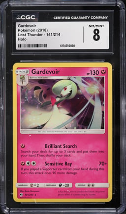 2018 Pokemon Sun & Moon Lost Thunder Holo Gardevoir #141 CGC 8 NM-MT