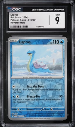 2024 Pokemon Scarlet & Violet Paldean Fates Reverse Holo Lapras #016 CGC 9 MINT
