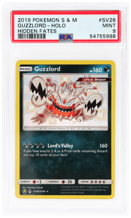 2019 Pokemon Sun and Moon Hidden Fates Shiny Vault Holo Guzzlord #SV26 PSA 9