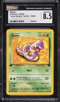 2000 Pokemon Team Rocket 1st Edition Ekans #56 CGC 8.5 NM-MT+