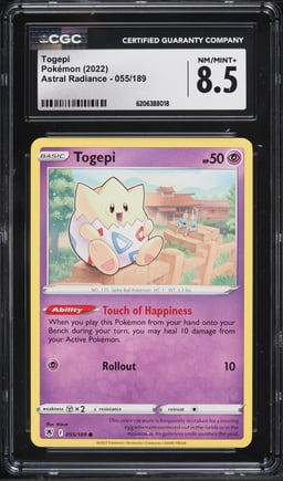 2022 Pokemon Astral Radiance Togepi #055 CGC 8.5 NM-MT+