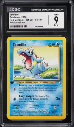 2000 Pokemon Neo Genesis 1st Edition Totodile #81 CGC 9 MINT