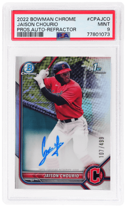2022 Bowman Chrome Prospect Autograph Refractor Jaison Chourio #CPA-JCO 107/499 PSA 9