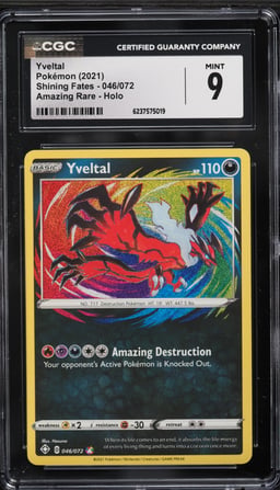 2021 Pokemon Sword & Shield Shining Fates Amazing Rare Yveltal #46 CGC 9 MINT
