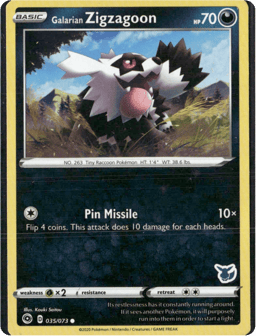 2020 Galarian Zigzagoon (Eevee Stamped) #035/073 Miscellaneous Cards & Products