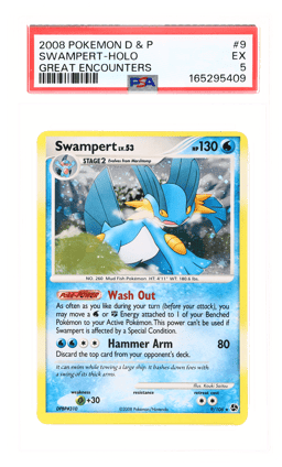 2008 Pokemon Diamond and Pearl Great Encounters Holo Swampert #9 PSA 5