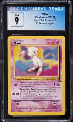 2000 Pokemon League Black Star Promo Mew #8 CGC 9 MINT