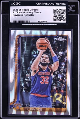 2025 Topps Chrome Raywave Refractor Karl-Anthony Towns #179 CGC AUTH
