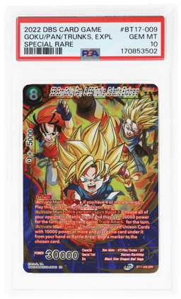 2022 Dragon Ball Super Card Game Series 17 Ultimate Squad Special Rare Pan/Ss Son Goku/Ss Trunks Galactic Explorers #BT17009 PSA 10