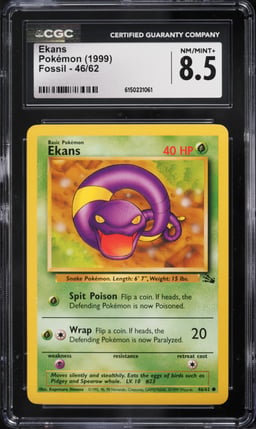 1999 Pokemon Fossil Ekans #46 CGC 8.5 NM-MT+